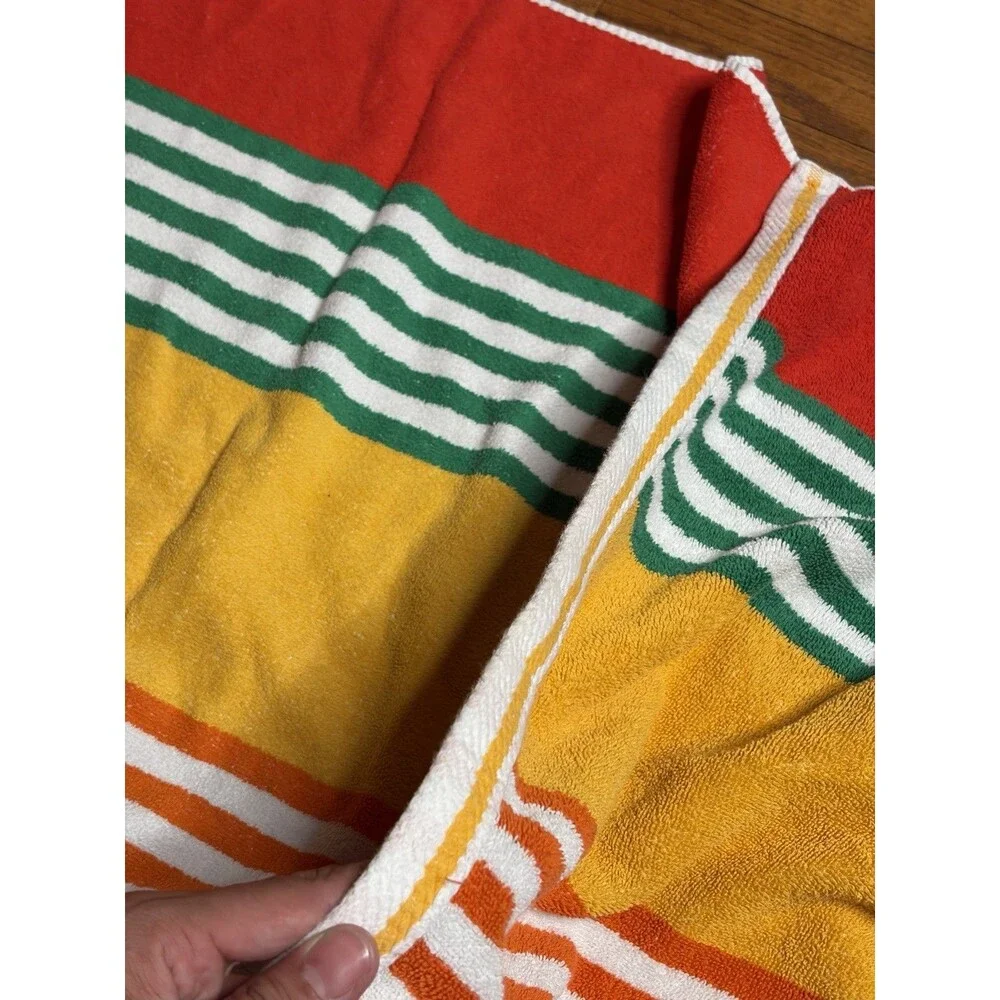 Vintage Royal Terry Beach Towel Stripes Colorful Swim 80's-90's Summer